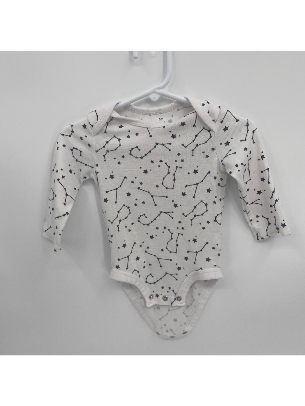 Hanes Bodysuit Star Constellations Print White Long Sleeve 12 months